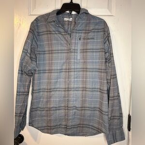 Columbia Men's Gray and Brown Plaid Shirt